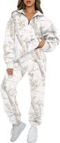 AUTOMET Women's Sweatsuits 2 Piece Outfits Lounge Sets Long Sleeve Half Zip Pullover and Baggy Sweatpants with Pockets