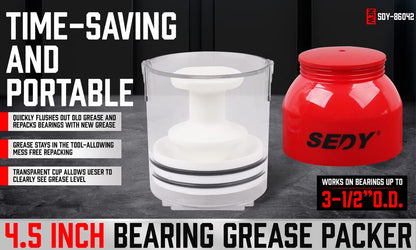 Premium Bearing Packer Kit, Handy Wheel Bearing Packer Tool Portable Wheel Bearing Grease Packer, Effortlessly Flushes Old Grease and Repacks Wheel Bearings