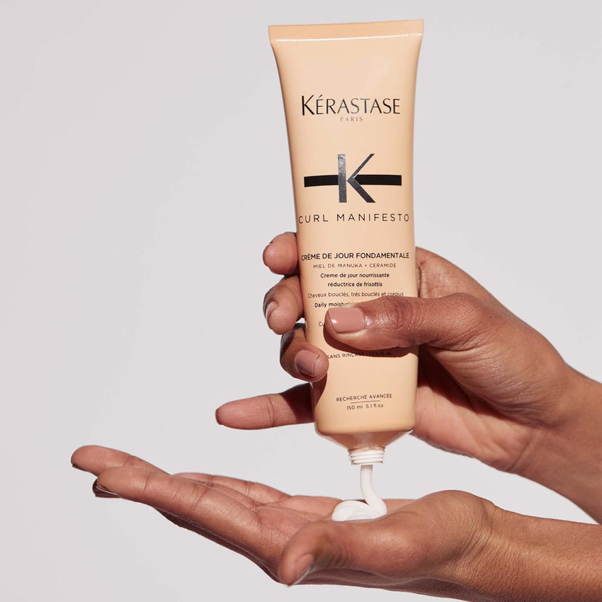 Kerastase Curl Manifesto Crème de Jour Fondamentale Hair Cream - Leave In Treatment & Heat Protectant, Controls Frizz & Enhances Curls, 5.07 Fl Oz