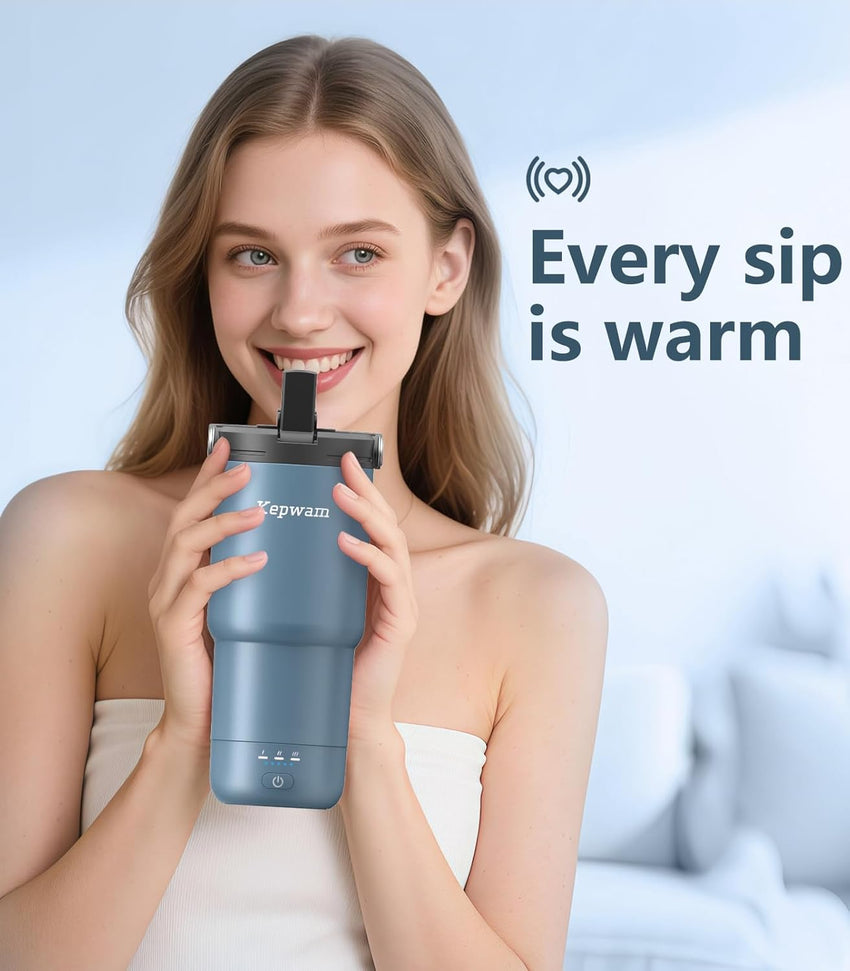 Self-Heating Travel Mug 20oz, Temperature-Controlled Coffee Warmer Mug, Smart Travel Coffee Mug Keep Coffee Drinks Hot, Heated Mug Great for Driver Outdoor Fits Car Cup Holders