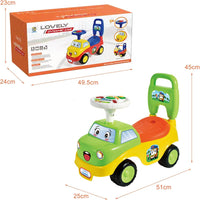 2025 Upgrade Ride On Push Car for Toddlers, 51×25×45cm Baby Sliding Car with Music Steering, Ride On Toy with Underneath Storage