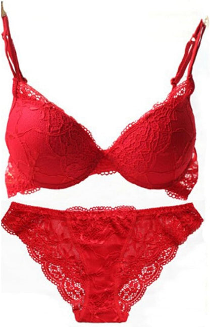 Nanier Women's Solid Lace Push up Bra Set