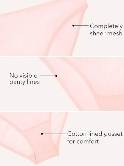 Smart & Sexy Women's Lace Trim & Mesh Panty Sexy Thongs & Cheeky Bikinis 2 Pack Blushing Rose/Black Hue XXL (Clearance)