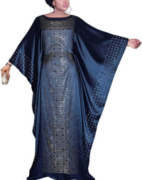 HD African Dresses for Women Fashion Beading Rhinestone Kaftan Maxi Dress