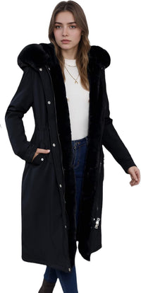 RISISSIDA Women Winter Parka Puffy Coat,Puffer Jacket with Long Fur Collar Hooded,Thicken Warm Bubble Overcoat for Deep Cold