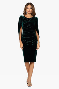 Betsy & Adam Women's Velvet Midi Cowl Neck Drape Back Dress