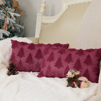 GEEORY Christmas Pillow Covers 18x18 Inch Set of 2, Christmas Decorations Xmas Tree Soft Plush Fluffy Faux Fur Decorative Throw Pillows Rustic Winter Decor Cushion Case Beige Brown GC034-18
