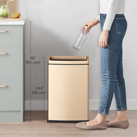 25L/6 Gallon Stainless Steel Square Trash Can, Large Kitchen Garbage Can, Office Commercial Trash Bin Champagne Gold Garbage Can, Large Open Top Waste Basket (25Lgold)