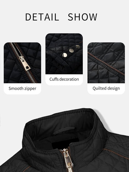 Bellivera Women's Stand Collar Lightweight Quilted Puffer Jacket Padded Zip Coat for Spring and Winter