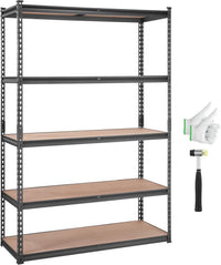 VEVOR Storage Shelving Unit, 5-Tier Adjustable, 2000 lbs Capacity, Heavy Duty Garage Shelves Metal Organizer Utility Rack, Black, 36" L x 18" W x 72" H for Kitchen Pantry Basement Bathroom Laundry
