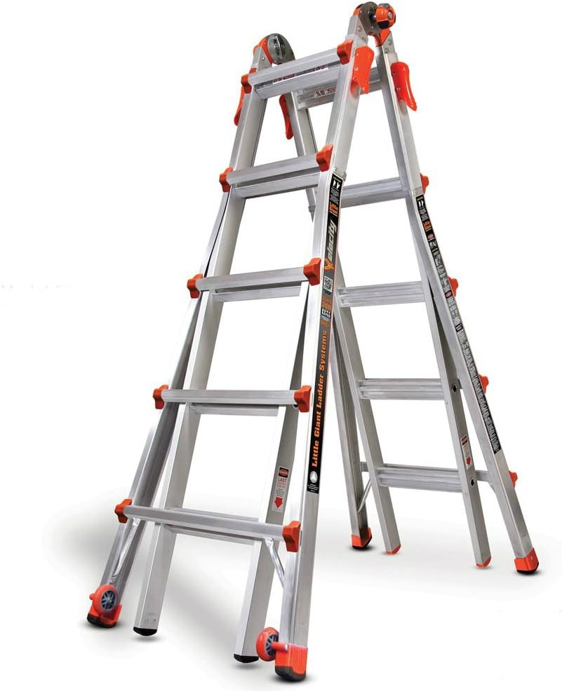 Little Giant Multi-Position Ladder, Velocity, M17, 9-15 Foot, Aluminum, Type 1A, 300 lbs Weight Rating & Work Platform, Aluminum, 375 lbs Weight Rating