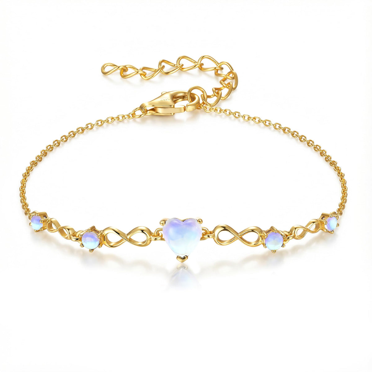 G&GEMSJEW Infinity Heart Birthstone Bracelets for Women, 925 Sterling Silver Women Charm Link Bracelet Adjustable, Birthday Anniversary Christmas Jewelry Gifts for Women Wife Mom Girlfriend Her