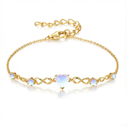 G&GEMSJEW Infinity Heart Birthstone Bracelets for Women, 925 Sterling Silver Women Charm Link Bracelet Adjustable, Birthday Anniversary Christmas Jewelry Gifts for Women Wife Mom Girlfriend Her
