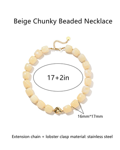Chunky Beaded Statement Necklace for Women Trendy Colorful Boho Resin Bead Choker Necklaces Summer Handmade Jewelry Gifts Accessories