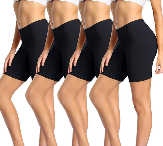 wirarpa Women's Cotton Boy Shorts Underwear Anti Chafing Soft Biker Short Plus Boy Shorts Panties 4 Pack