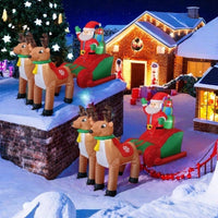 Christmas Inflatable Clearance, 8 FT Christmas Inflatable Outdoor Decoration Deer Pull car, Giant Santa Claus Driving Racing car in The Snow, for Garden Lawn Christmas Decoration