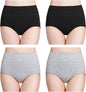 wirarpa Women's Cotton Underwear High Waisted Ladies Panties Full Coverage Briefs 4 Pack (Regular & Plus Size)