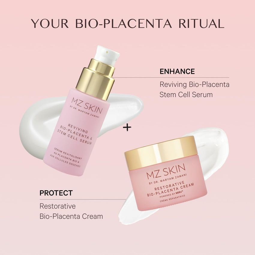 MZ Skin Reviving Bio-Placenta & Stem Cell Serum - Night Treatment for Powerful Rejuvenation, With Peptides, Squalane & Hyaluronic Acid, Perfect For Anti-Aging, Wrinkles & Fine Lines