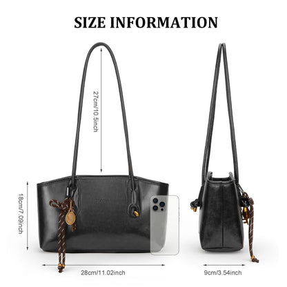 Shoulder Bag for Women Brown Purse Vintage Leather Shoulder Handbag Trendy Everyday Purse with Pendant