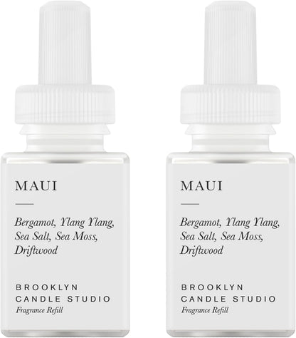 Pura & Brooklyn Candle Studio Home Scent Refill - Smart Air Diffuser - Up to 120-Hours of Luxury Fragrance per Refill - Home Essential - Clean & Safe Diffuser Fragrance - 2 Pack, Santorini