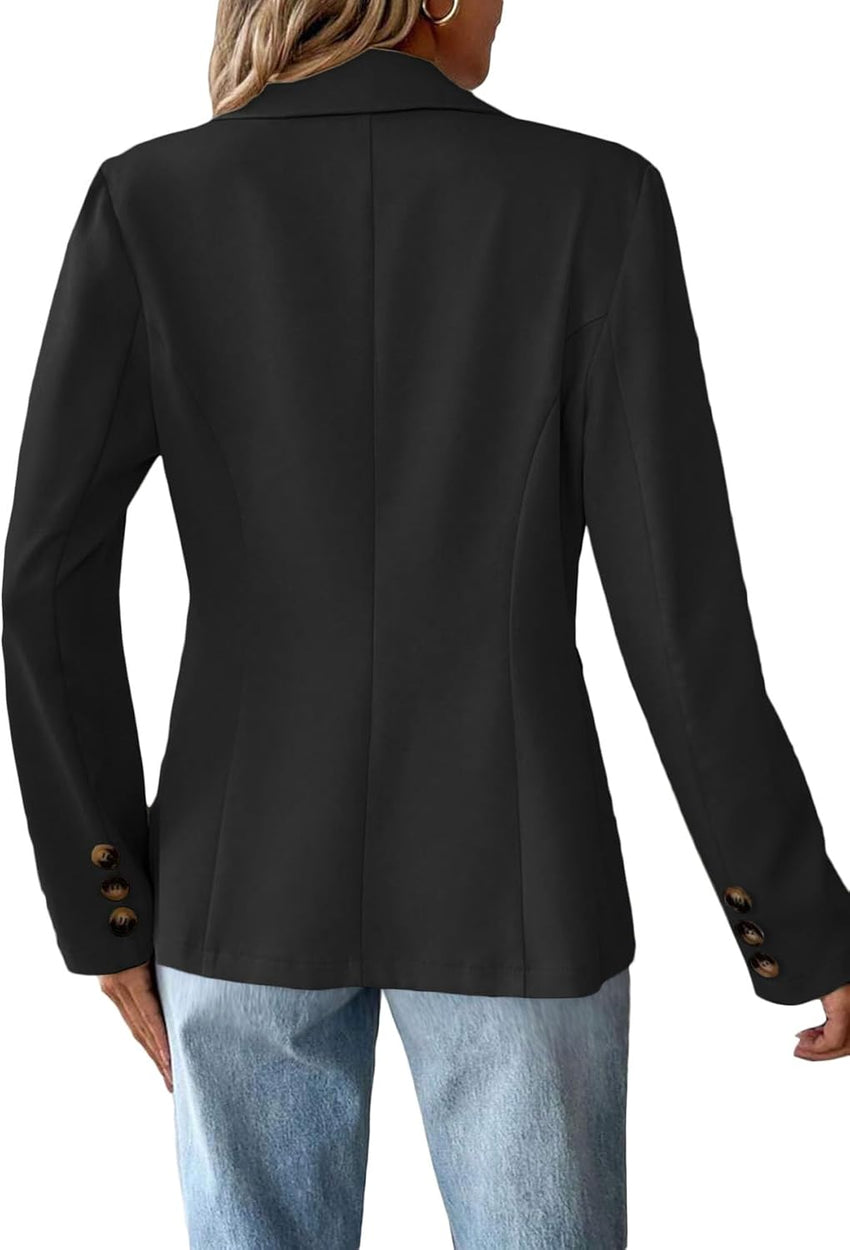 Mina Self 2025 Fall Women Casual Blazers - Long Sleeve Full-Lined Lightweight Slim Business Fashion Work Jacket Pocket