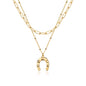 MEVECCO Layered Heart Necklace Pendant Handmade 18k Gold Plated Dainty Gold Choker Arrow Bar Layering Long Necklace for Women
