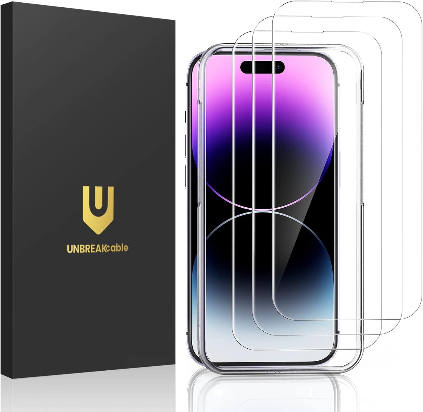 UNBREAKcable 3-Pack Screen Protector for iPhone 16 Pro, Double Shatterproof Tempered Glass [Easy Installation Frame] [9H Hardness] [99.99% HD Clear] [Case Friendly] for iPhone 6.3 inch