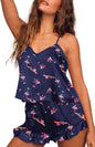 Ekouaer Satin Pajama Set for Women Silk Pjs for Women Set Camisole Top and Shorts with Ruffle Sleepwear