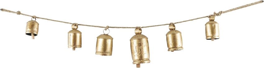 Deco 79 Rustic Metal Cowbell Decorative Bells, 4" x 3" x 29.01", Gold