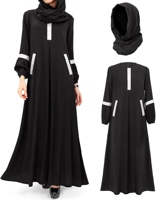 DAZCOS Women Muslim Abayas Dress with Hijabs Long Sleeve Modest Dubai Outfits Arabian Robe Prayer Clothes