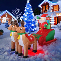Christmas Inflatable Clearance, 8 FT Christmas Inflatable Outdoor Decoration Deer Pull car, Giant Santa Claus Driving Racing car in The Snow, for Garden Lawn Christmas Decoration