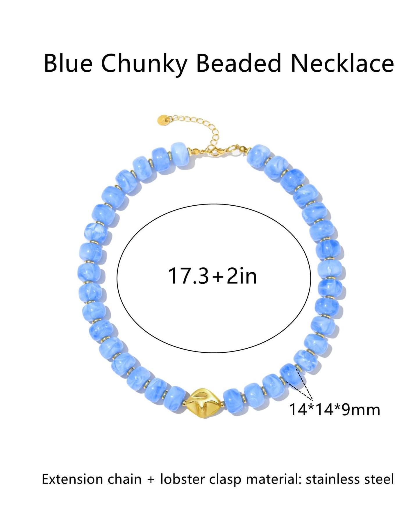 Chunky Beaded Statement Necklace for Women Trendy Colorful Boho Resin Bead Choker Necklaces Summer Handmade Jewelry Gifts Accessories