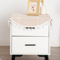 Square Lattice Small Tablecloth Cotton Linen Light Brown Dust-Proof Washable Boho Embroidery Table Cover Rustic Table Cloth for Coffee Party Kitchen Dining Tabletop Decoration 36 x 36 Inch