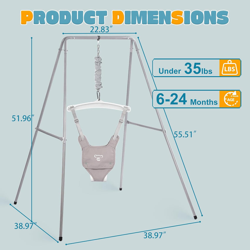 G TALECO GEAR Baby Jumper with Stand, Baby Jumpers and Bouncers, Baby Exerciser Suitable for 6-24 Months, Easy to Assemble & Store Jumper for Baby (Grey)