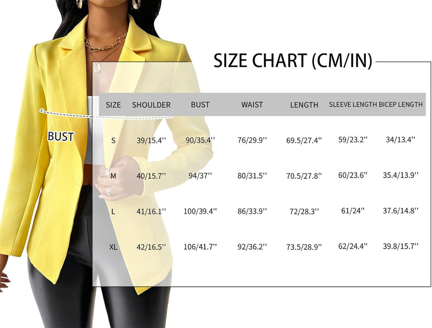 Mina Self 2025 Fall Women's Casual Blazer - Full-Lined Button Lapel Lightweight Slim Fitted Office Work Business Suit Jacket