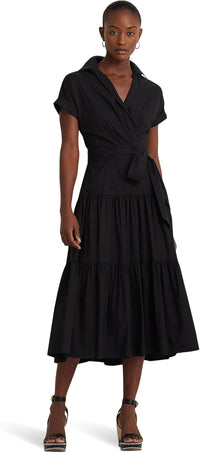 Lauren Ralph Lauren Women's Belted Cotton-Blend Tiered Dress