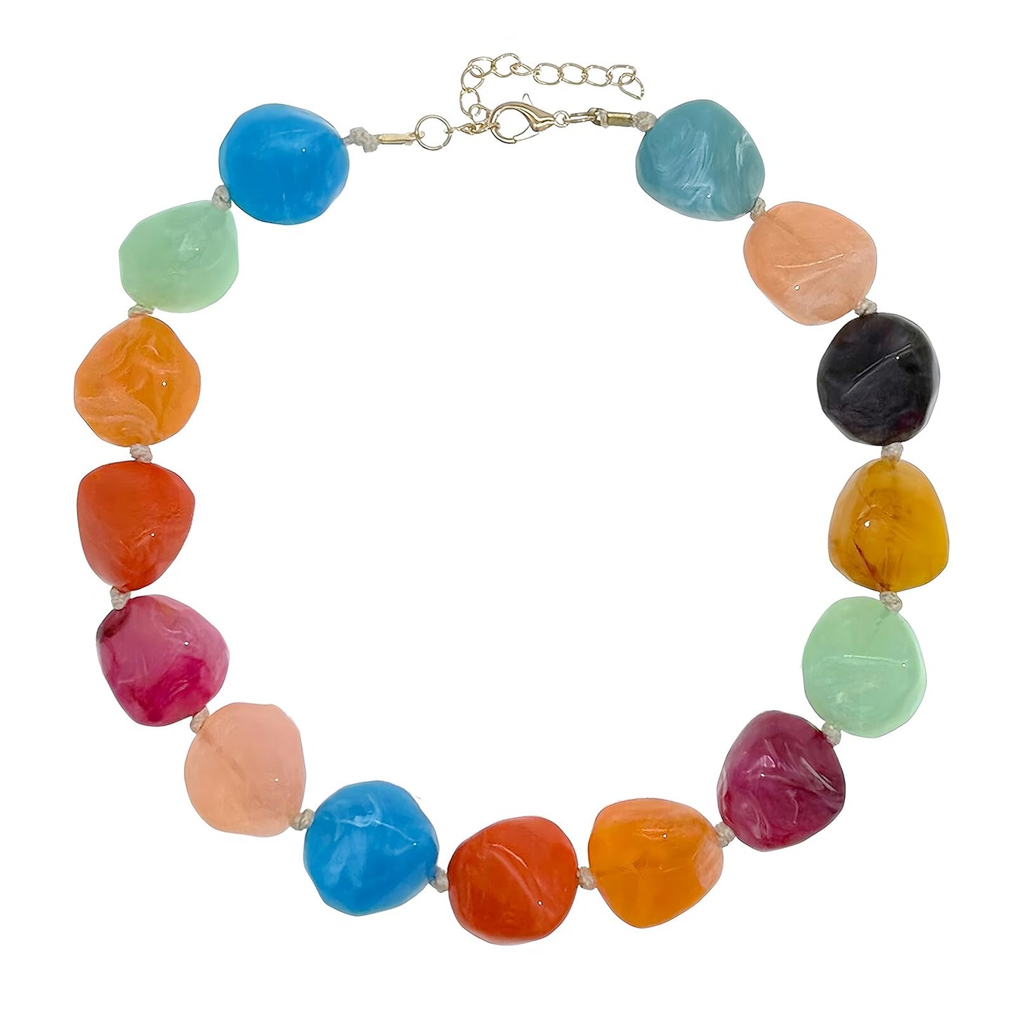 We We Chunky Colorful Beaded Necklace for Women Large Boho Statement Bead Chokers Necklaces Turquoise Blue Big Beads Jewelry Neck Summer Beach