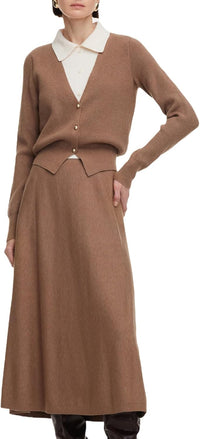 GOELIA Fall Skirt Sets Women 2 Piece Outfits Knit Pullover Sweater Top and Sweater Midi Skirts Going Out Winter Clothing