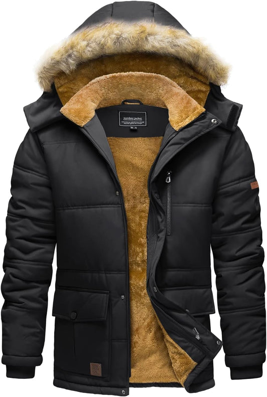 7DAY'S Men's Winter Jacket with Hood Water Repellent Windproof Thicken Parka Winter Coat