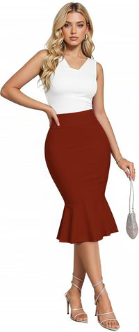 Hybrid & Company Women's Techno/Scuba Stretchy Office Pencil Skirt Made in USA