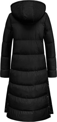 Chrisuno Women's Long Winter Coat Warm Windproof Quilted Puffer Jacket Thicken Puffy Parka With Hood