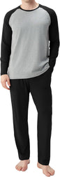 DAVID ARCHY Mens Pajamas Set - Soft Pj Sets for Men Long Sleeve Pajamas Men Cotton Mens Pjs Sets Loungewear with Pockets