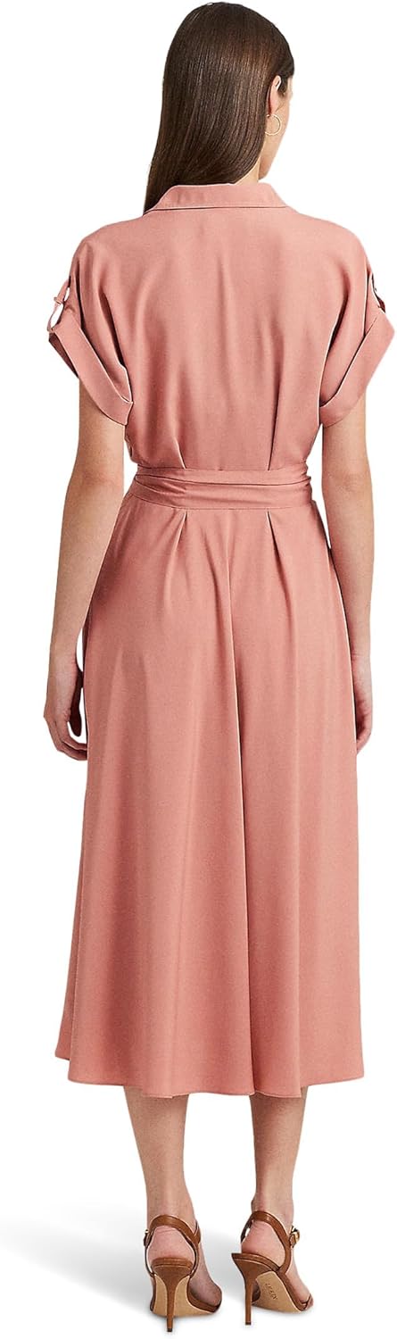 Lauren Ralph Lauren Womens Belted Crepe Dress