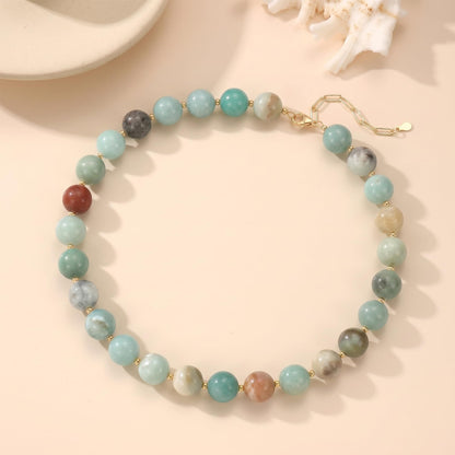 Colorful Beaded Necklace for Women Boho Statement Chunky Necklace Natural Stone Beads Gemstone Choker Necklaces Handmade Summer Beach Jewelry