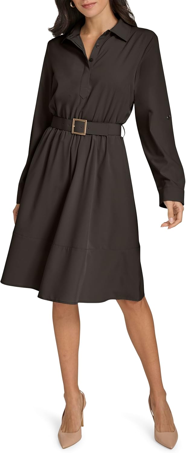 Calvin Klein Women's Casual Everyday Long Sleeve Aline Dress