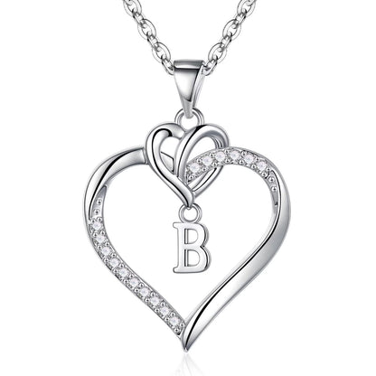 STORUP Heart Initial Necklaces for Women Girls, 14K-Gold-Plated Initial A-Z Heart Necklaces for Teen Girl Jewelry Birthday Gifts for Girls Women Her Wife Mom