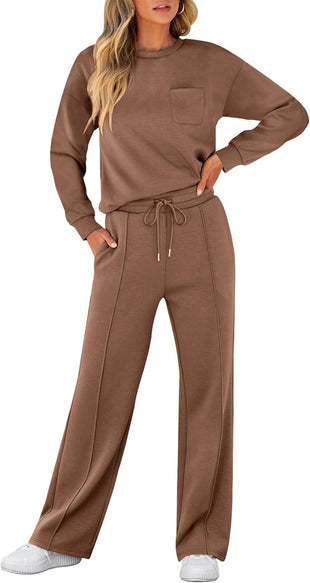 ANRABESS Women 2 Piece Set Long Sleeve Sweatsuit Sweatpants Tracksuit Sweat Casual Matching 2025 Travel Fall Trendy Outfits