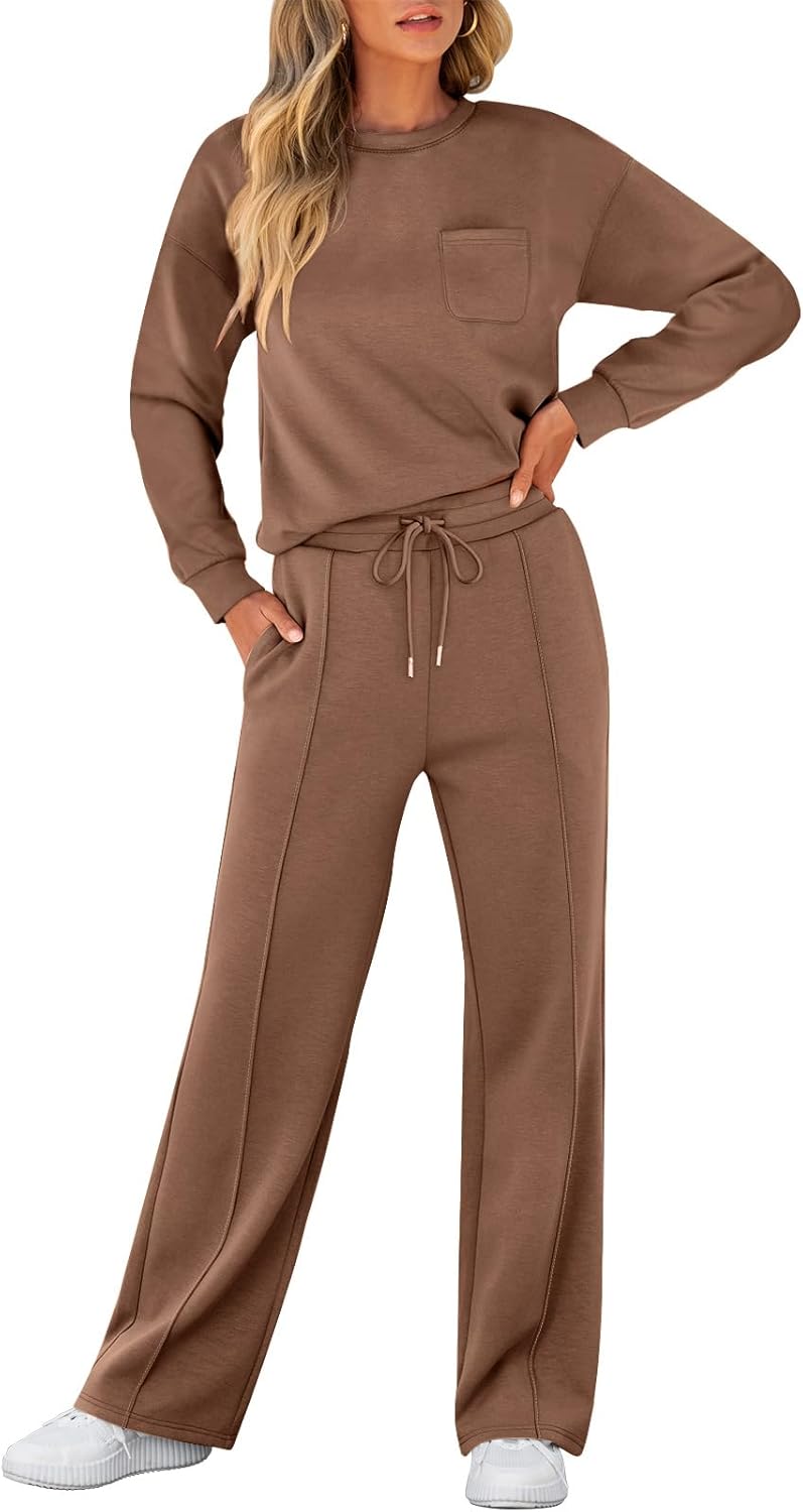 ANRABESS Women 2 Piece Set Long Sleeve Sweatsuit Sweatpants Tracksuit Sweat Casual Matching 2025 Travel Fall Trendy Outfits