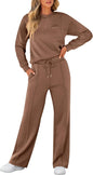 ANRABESS Women 2 Piece Set Long Sleeve Sweatsuit Sweatpants Tracksuit Sweat Casual Matching 2025 Travel Fall Trendy Outfits