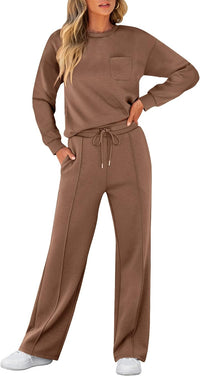 ANRABESS Women 2 Piece Set Long Sleeve Sweatsuit Sweatpants Tracksuit Sweat Casual Matching 2025 Travel Fall Trendy Outfits